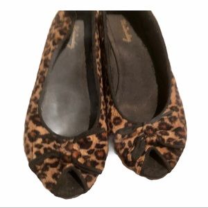 Leopard Peep Toe Flats